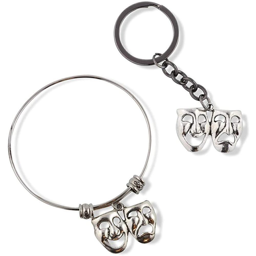 Drama Masks Bracelet and Keychain Actors Bangle and Keychain